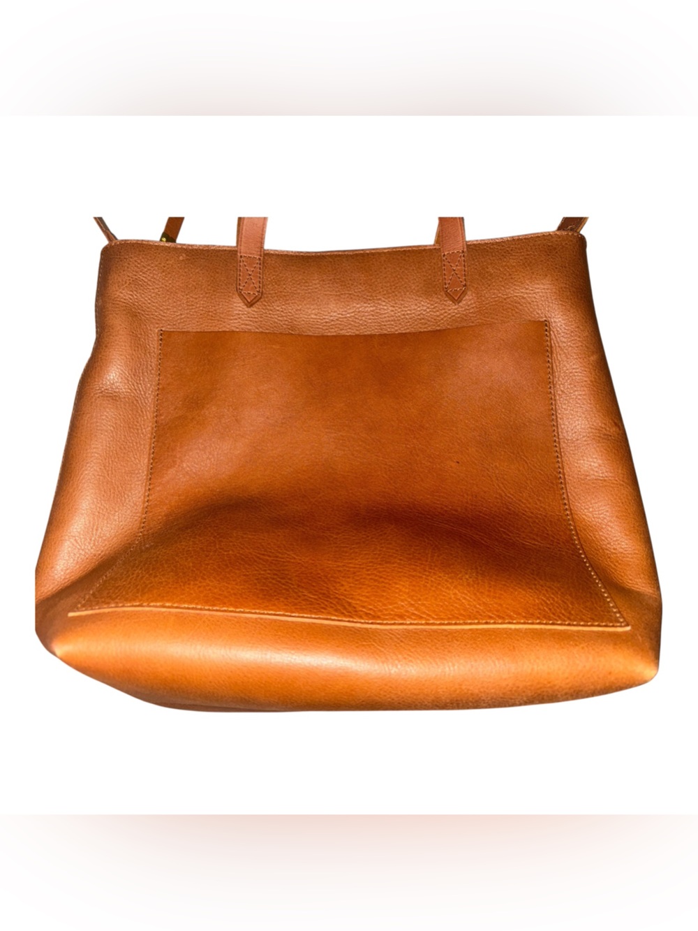 Madewell Medium Transport Tote English Saddle Brown Leather Crossbody Bucket Bag - Picture 6 of 11